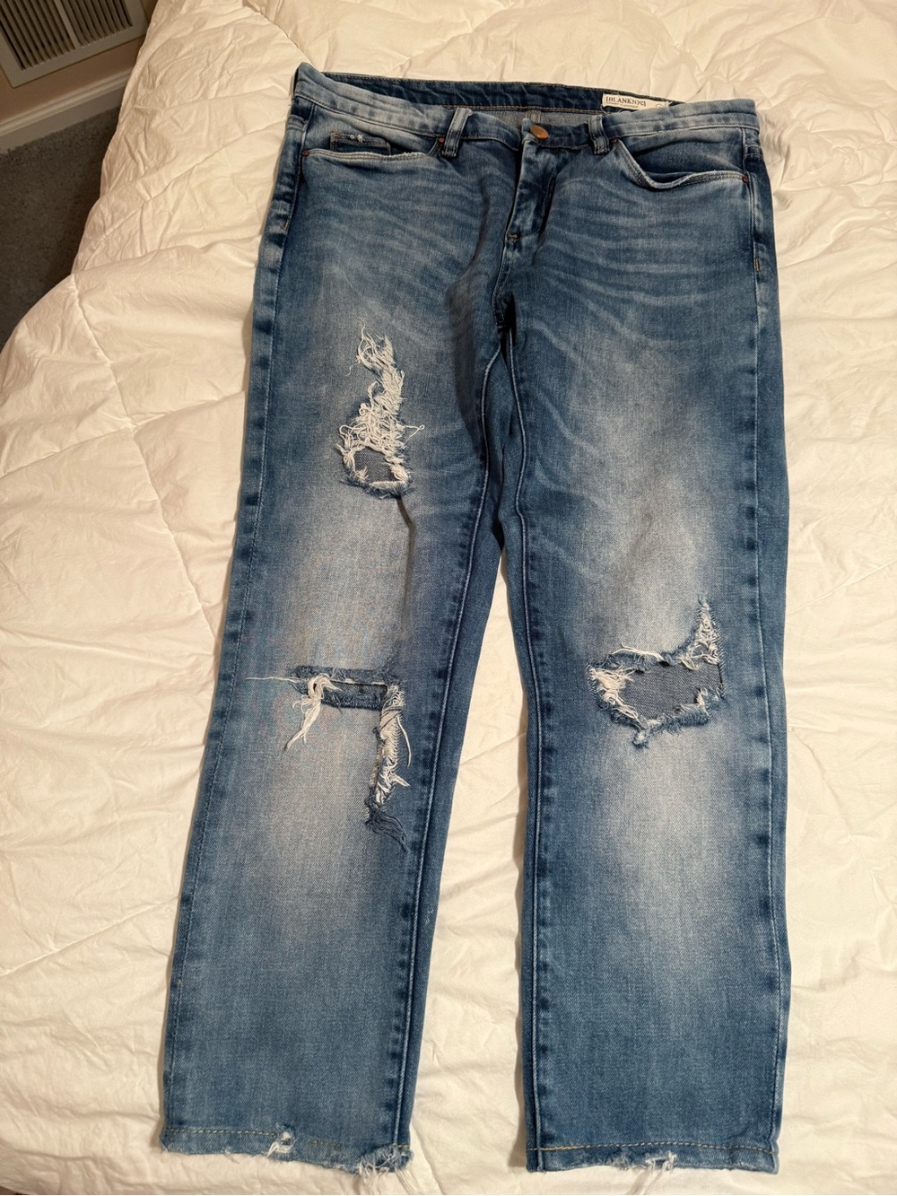 Blank NYC Distressed Light Blue Straight-Leg Jeans